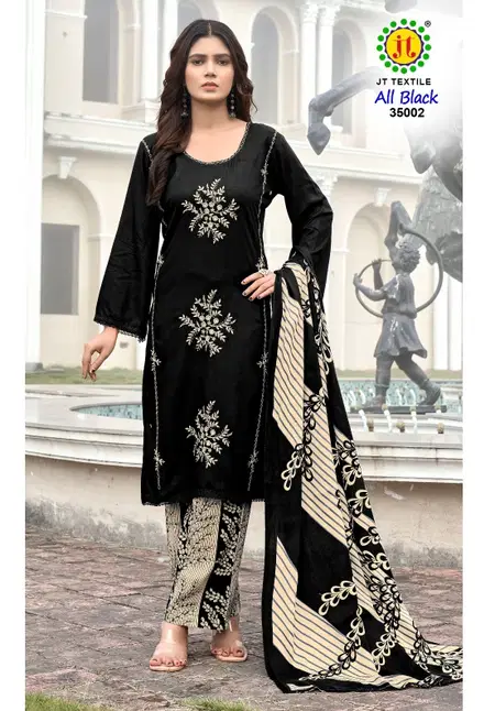 All Black Vol 35 By Jt Rayon Sequence Embroidery Dress Material Orders In India